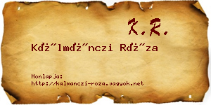Kálmánczi Róza névjegykártya